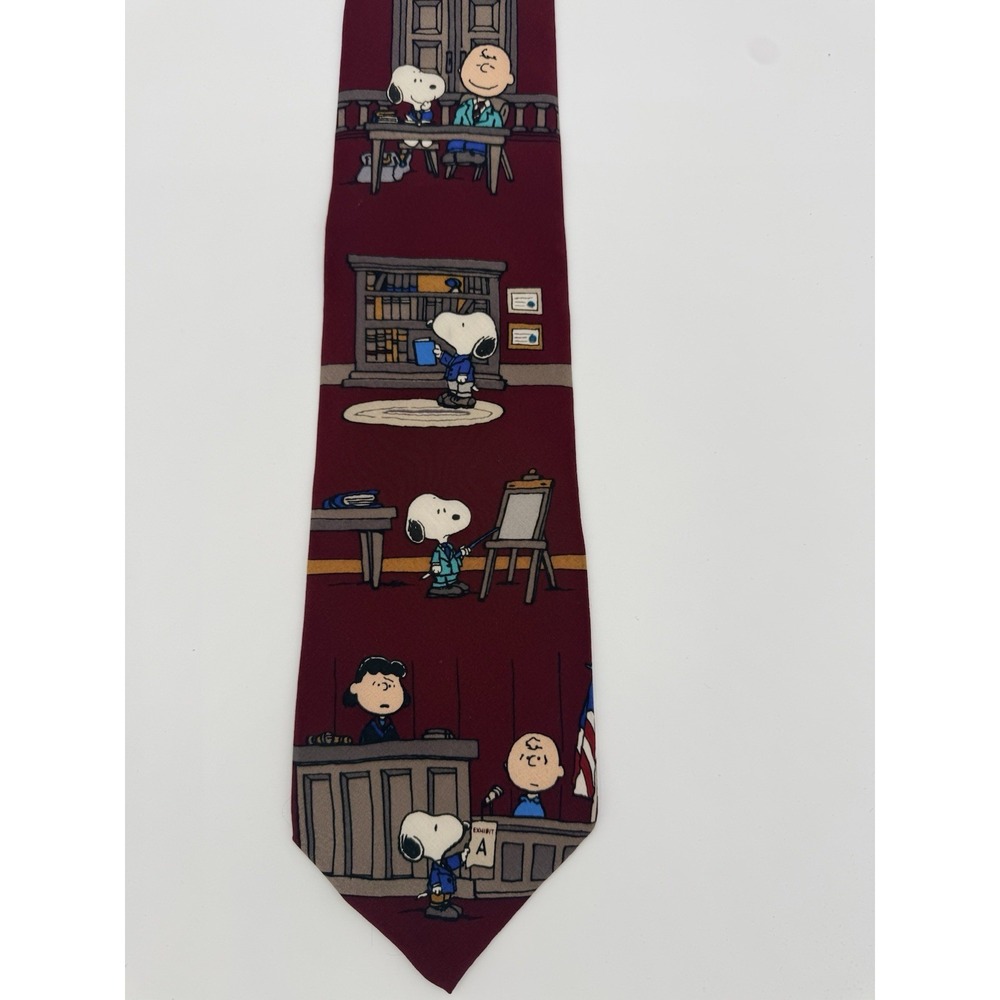 Vintage 1999 Peanuts Snoopy Lawyer Courtroom Tie 59x4 Lord & Taylor NWT